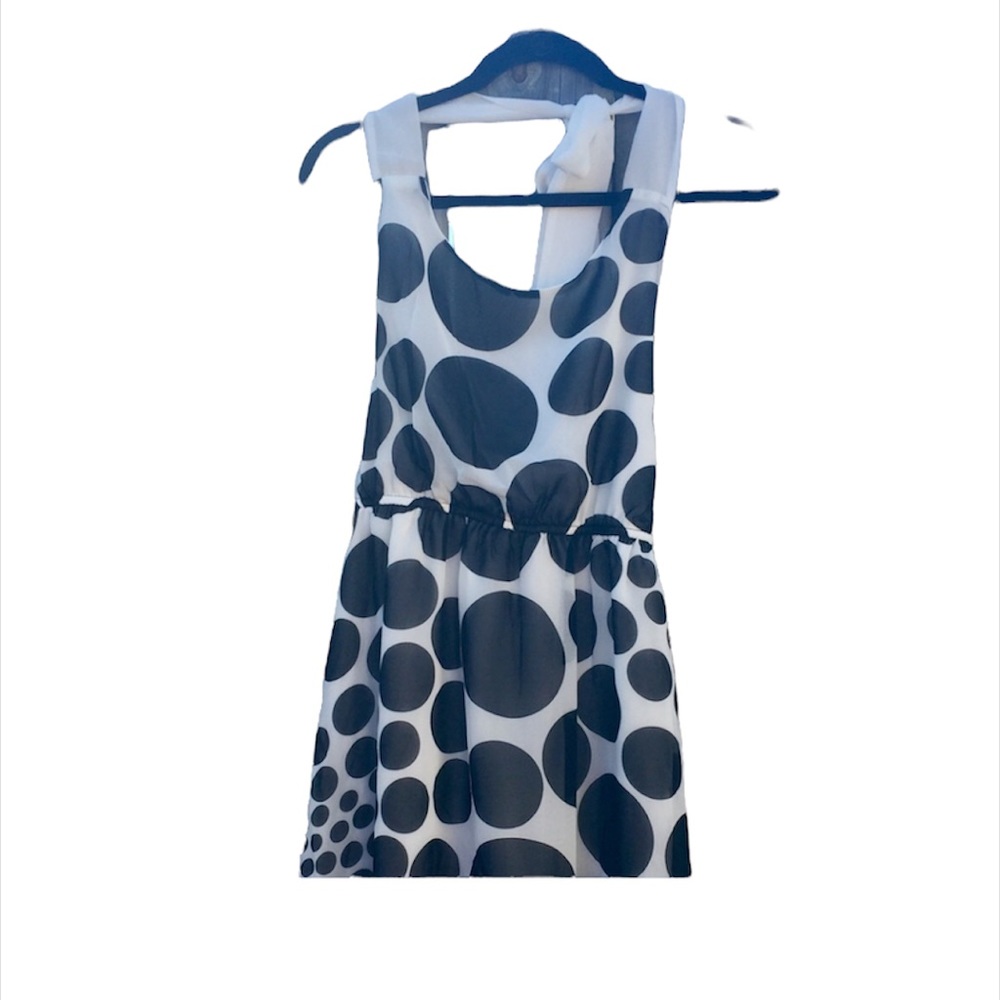 Girls Dress Black & White Polka Dot 50’s Sock hop Halter Top